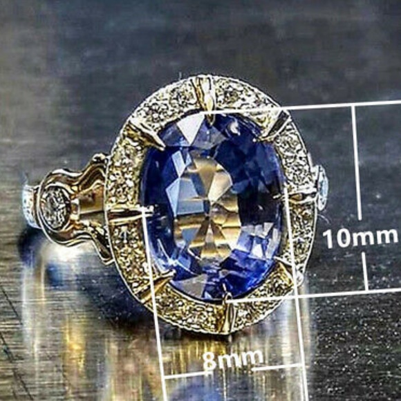 New Gorgeous 925 Silver Blue Sapphire ring Sz 6-10 - Picture 2 of 6